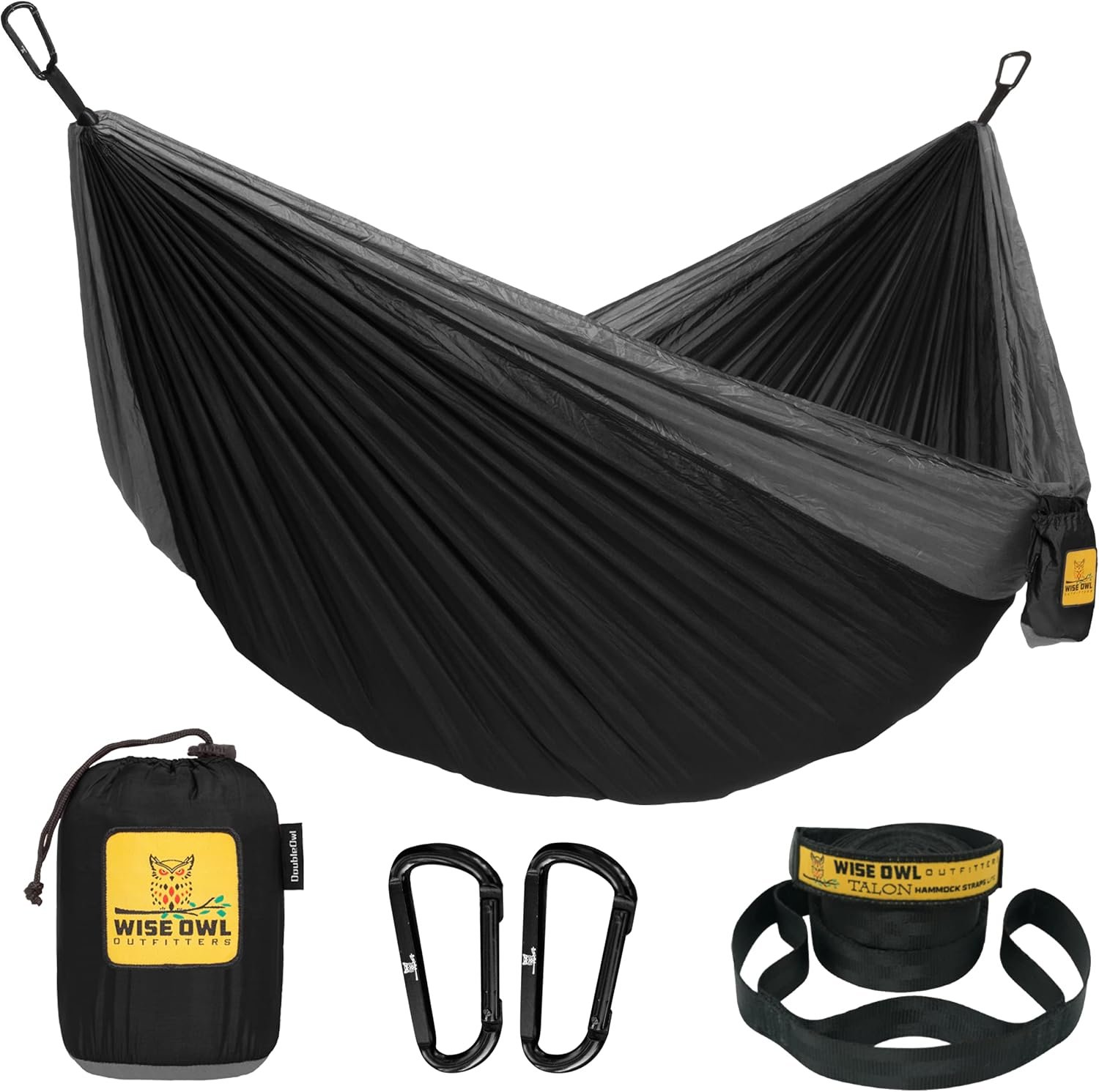 Wise Owl Outfitters Camping Hammock – 500lbs Portable Hammock with Tree Straps – Travel, Backpacking, Hiking, Outdoors Camping Gear – Single or Double