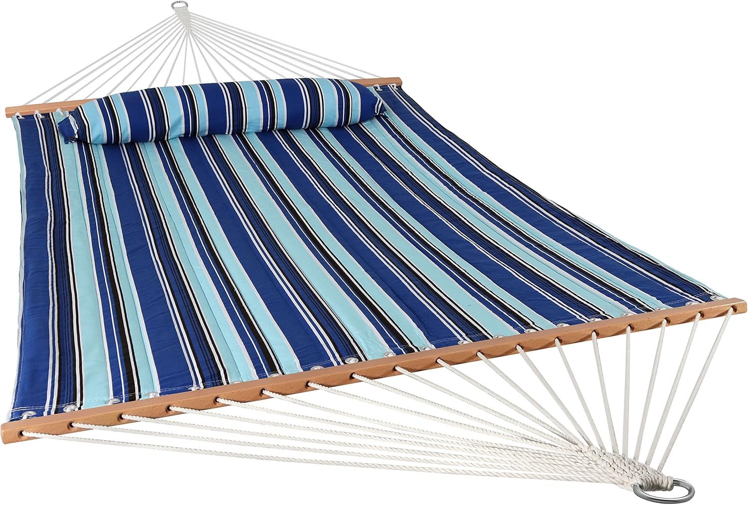 Sunnydaze Quilted Outdoor Hammock with Spreader Bars – Heavy-Duty 450-Pound Capacity Double Hammock for Outside – Catalina Beach