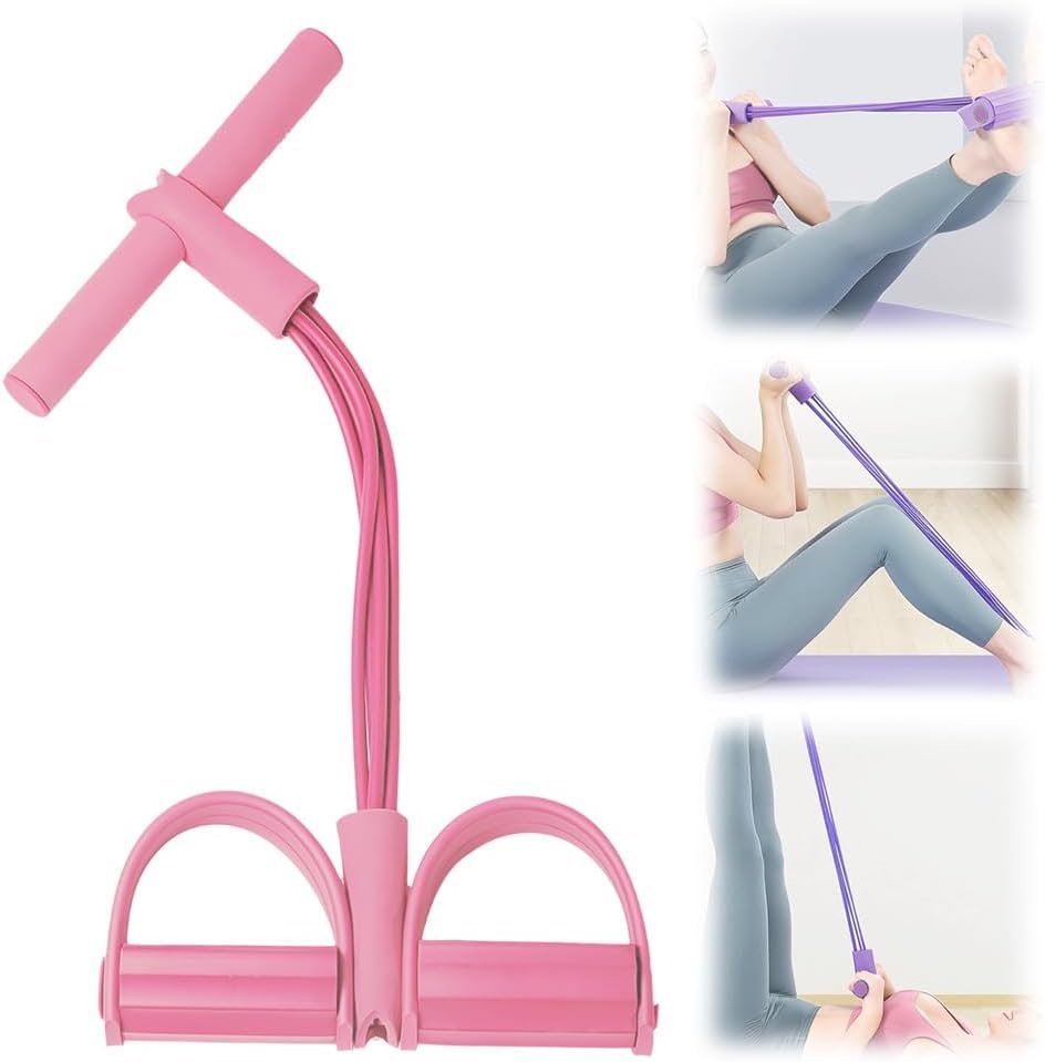21 Fitness Resistance Bands-4 Tube Pedal Ankle Puller, 2025 Upgrade Foot Pedal Resistance Band, Yoga Elastic Exercise Bands, AB Training Auxiliary Device Workout Equipment for Women and Men