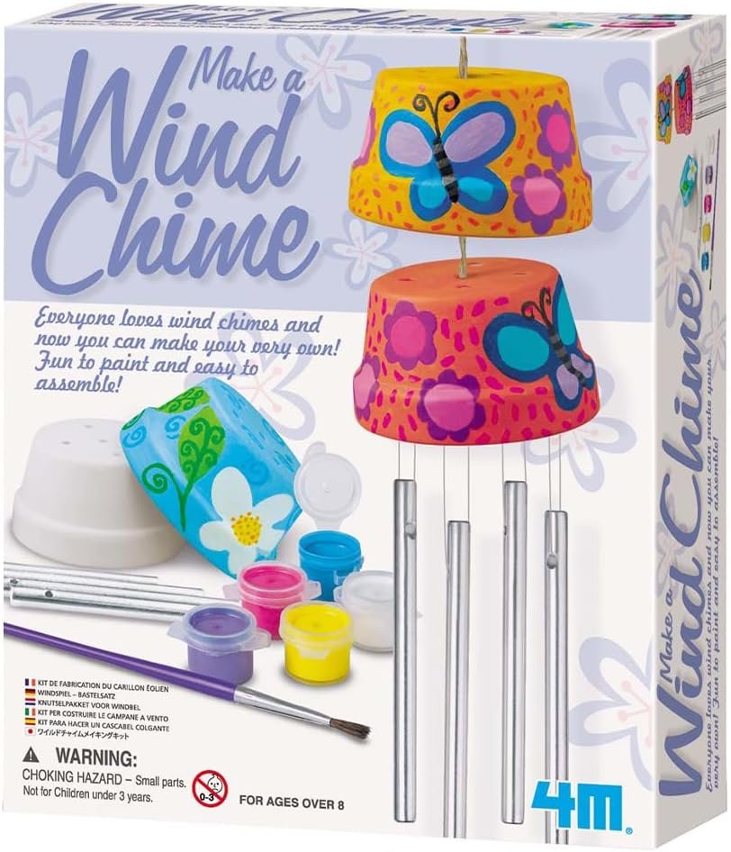 4M Make A Wind Chime Kit – Arts & Crafts Construct & Paint A Wind Powered Musical Chime DIY Gift for Kids, Boys & Girls
