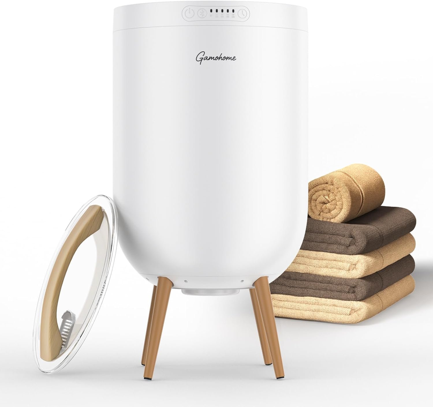 Towel Warmer Luxury Heated Bucket – Bluetooth Speaker, Ambient Light & Auto Shut Off – Fits Two 40″x70″ Towels, Bathrobes, Blankets – Great Gift Idea