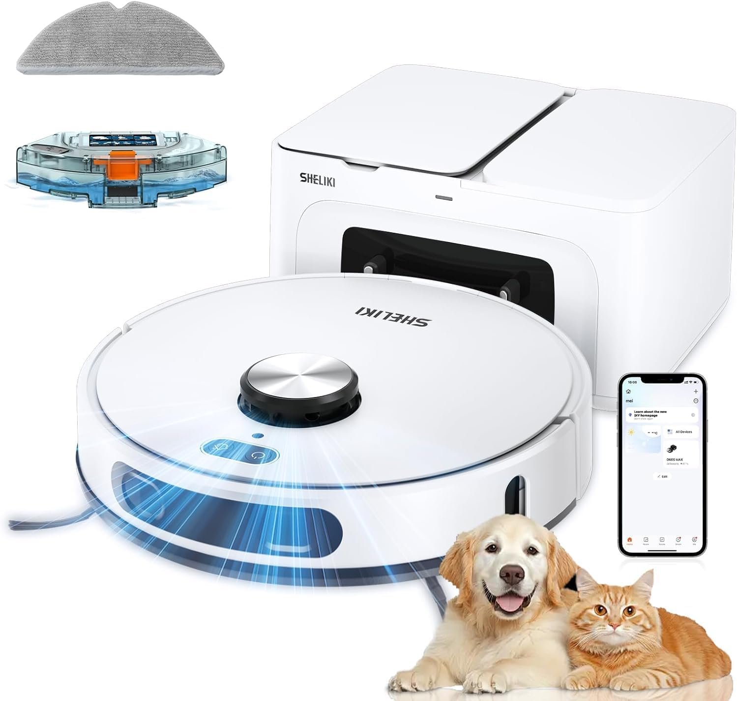 Robot Vacuum and Mop Combo, Robotic Vacuums Cleaner with 70-Day Self-Emptying Base, LiDAR Navigation Smart Mapping & Strong 6000Pa Suction