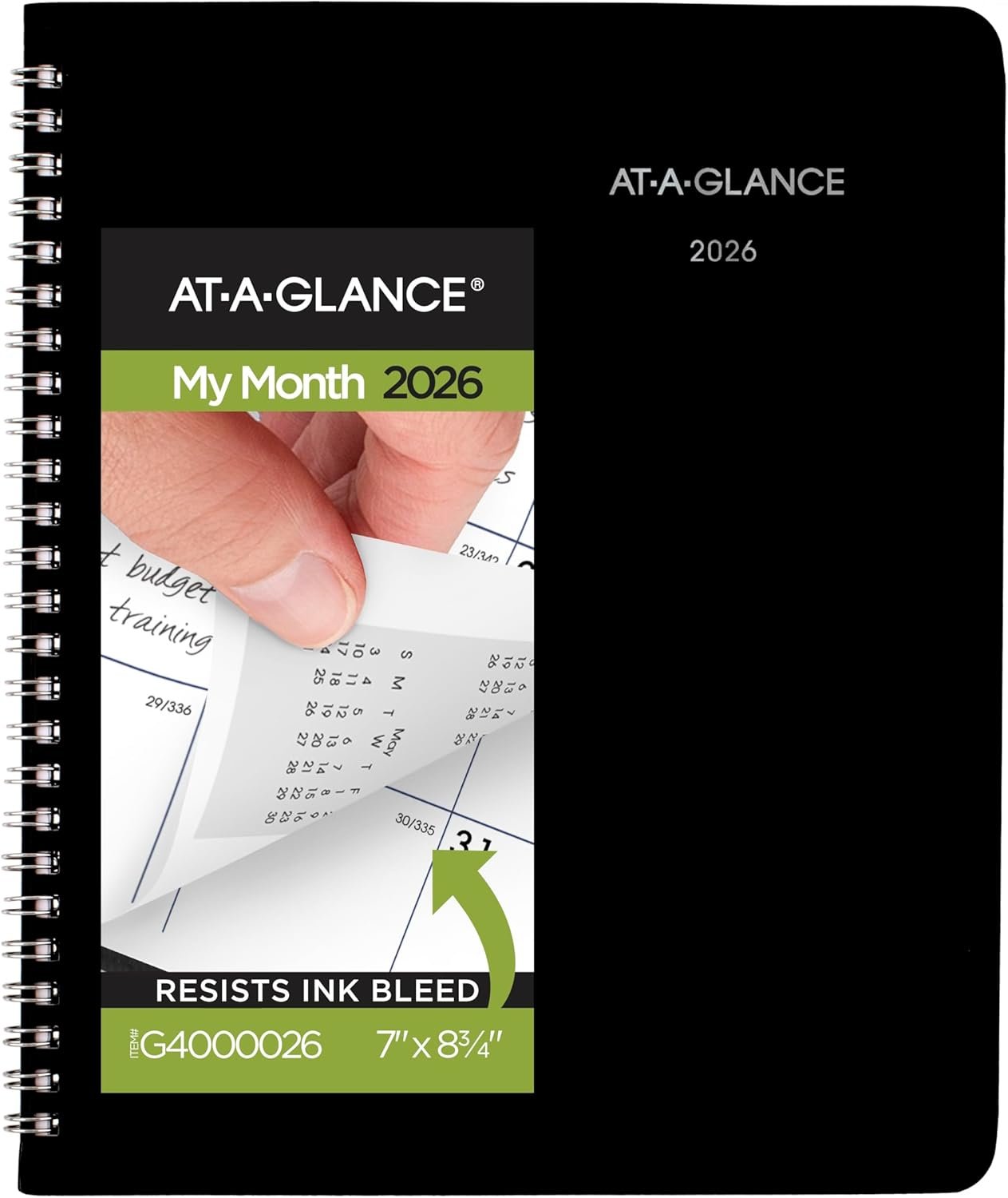 AT-A-GLANCE 2026 Planner, Monthly, 7″ x 8-3/4″, Medium, DayMinder, Black (G4000026)