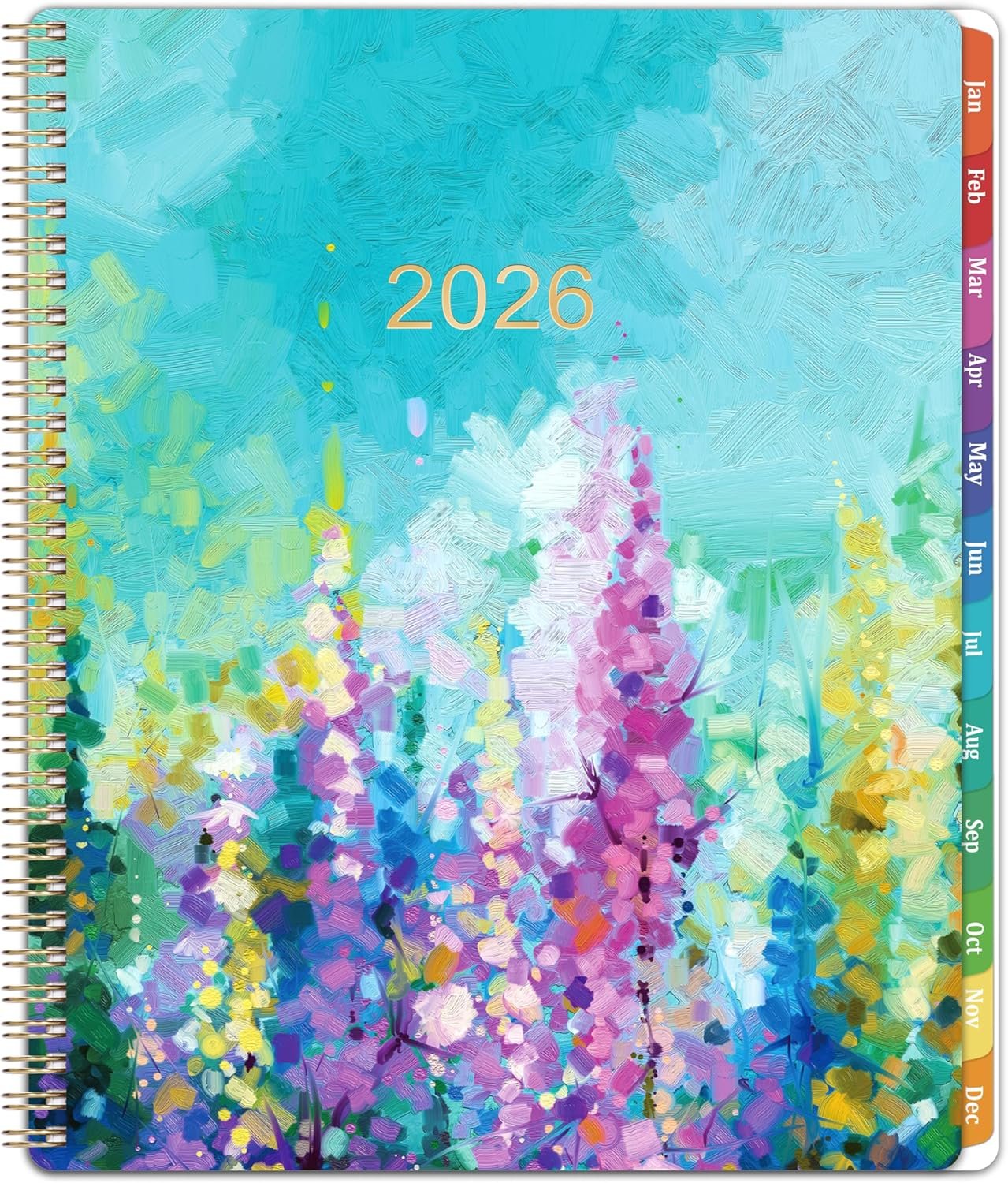 2026 Planner – 2026 Planner Weekly and Monthly, Planner 2026, Jan 2026 – Dec 2026, 9″ x 11″, Calendar Planner 2026 with Colourful Tabs & Pocket, Flexible Cover, Twin-Wire Binding- Oil Painting