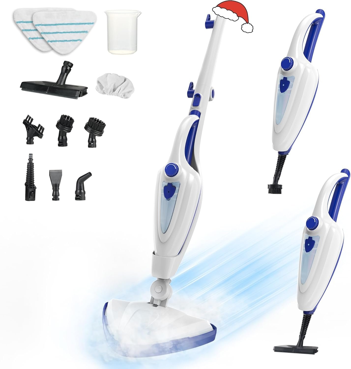 12-in-1 Steam Mop, Fast 15-Sec Heat-Up, 1500W Detachable Handheld Steam Cleaner with 2 Dirt Grip Pads, Removes 99.99% Stubborn Stains for Hardwood Floors, Clothes, Windows, Tiles, Furniture, White